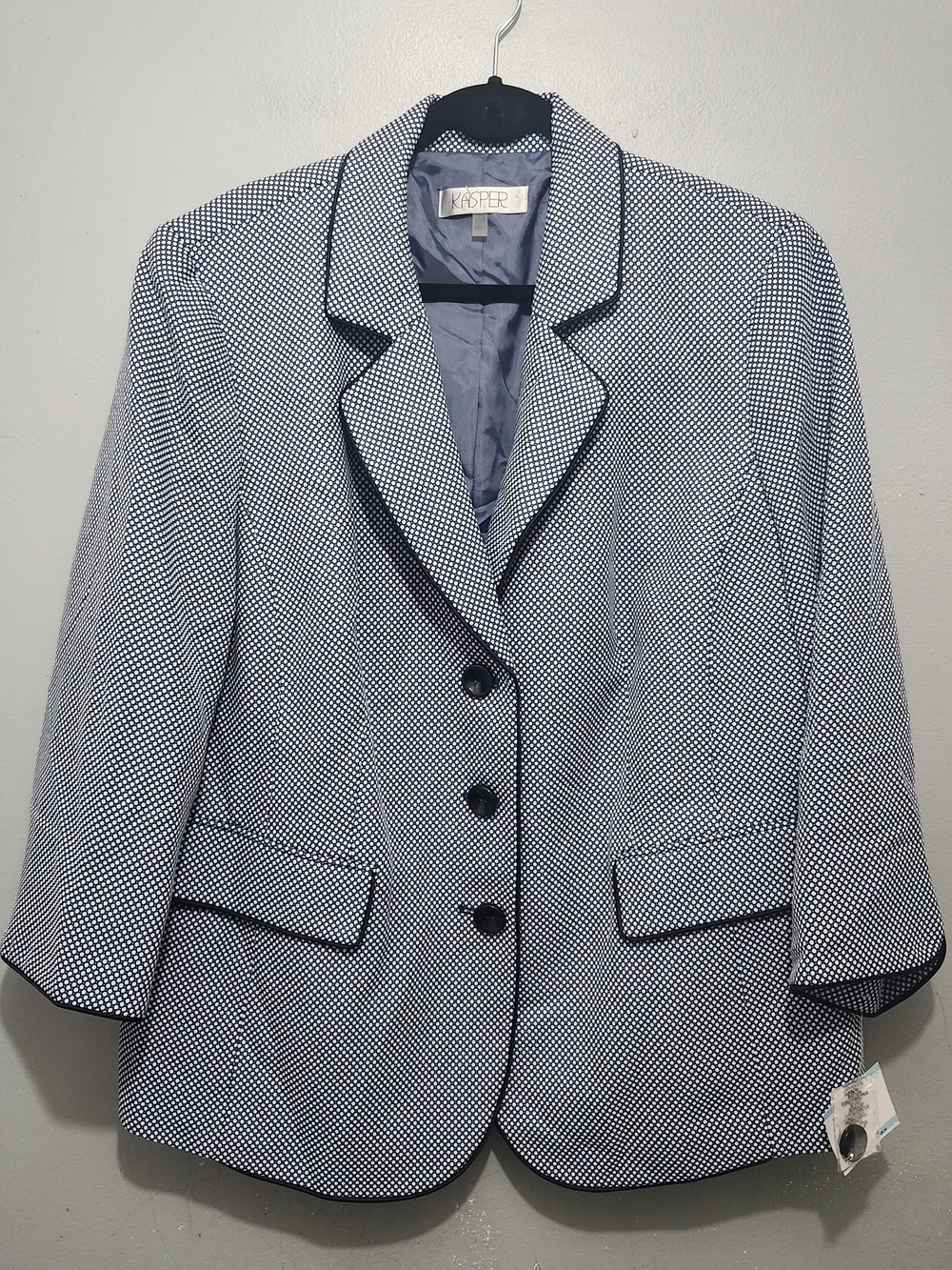 Kasper Navy & White Heron Blazer Size 20W New